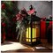 LED Christmas Lantern with Plaid Bow 14" Christmas Candle Lantern Flashing Candle Light Christmas Decorative Lanterns for Xmas Indoor Outdoor Party Decor (Bronze, Black Red Plaid, 2)